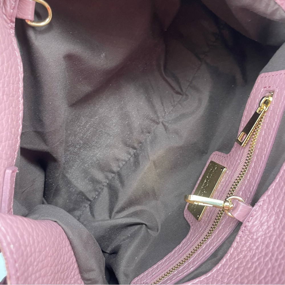 Anna Paola Pink Pebbled Leather Suede Crossbody Purse Bag Mauve Feminine Cute - Picture 6 of 9